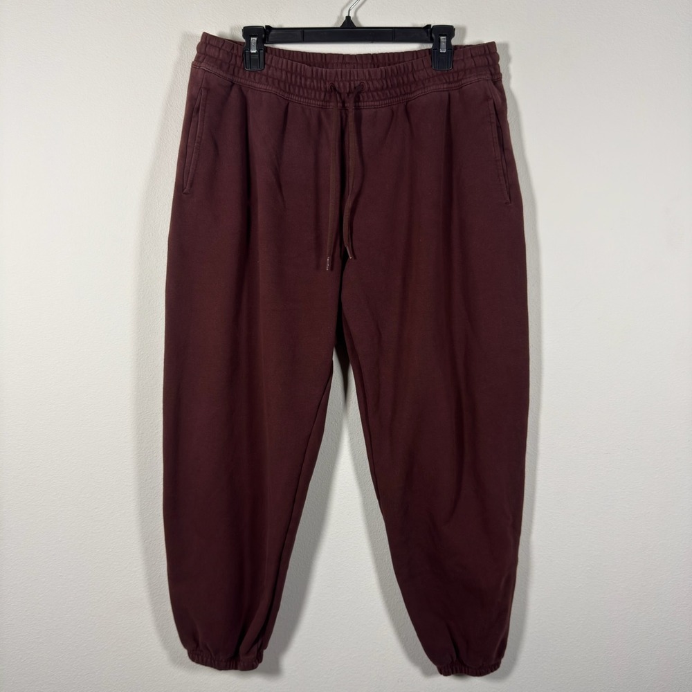 Athleta Coaster Luxe Joggers Burgundy Maroon Fleece Sweatpants Large